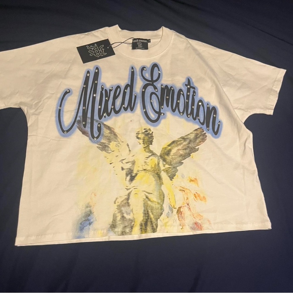Mixed Emotions White Rhinestone Tee